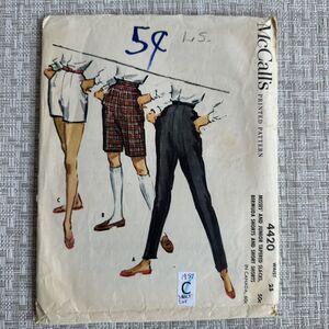 1957 McCall's Sewing Pattern 4420 WAIST 25 Bermuda Shorts Slacks